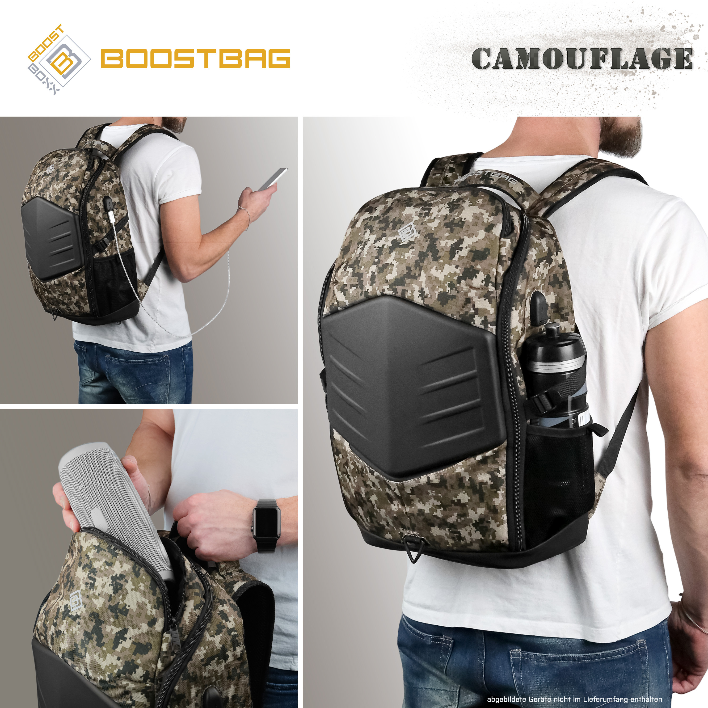 CSL Computer | BoostBoxx BoostBag Camouflage - Notebook-Rucksack bis 17,3\