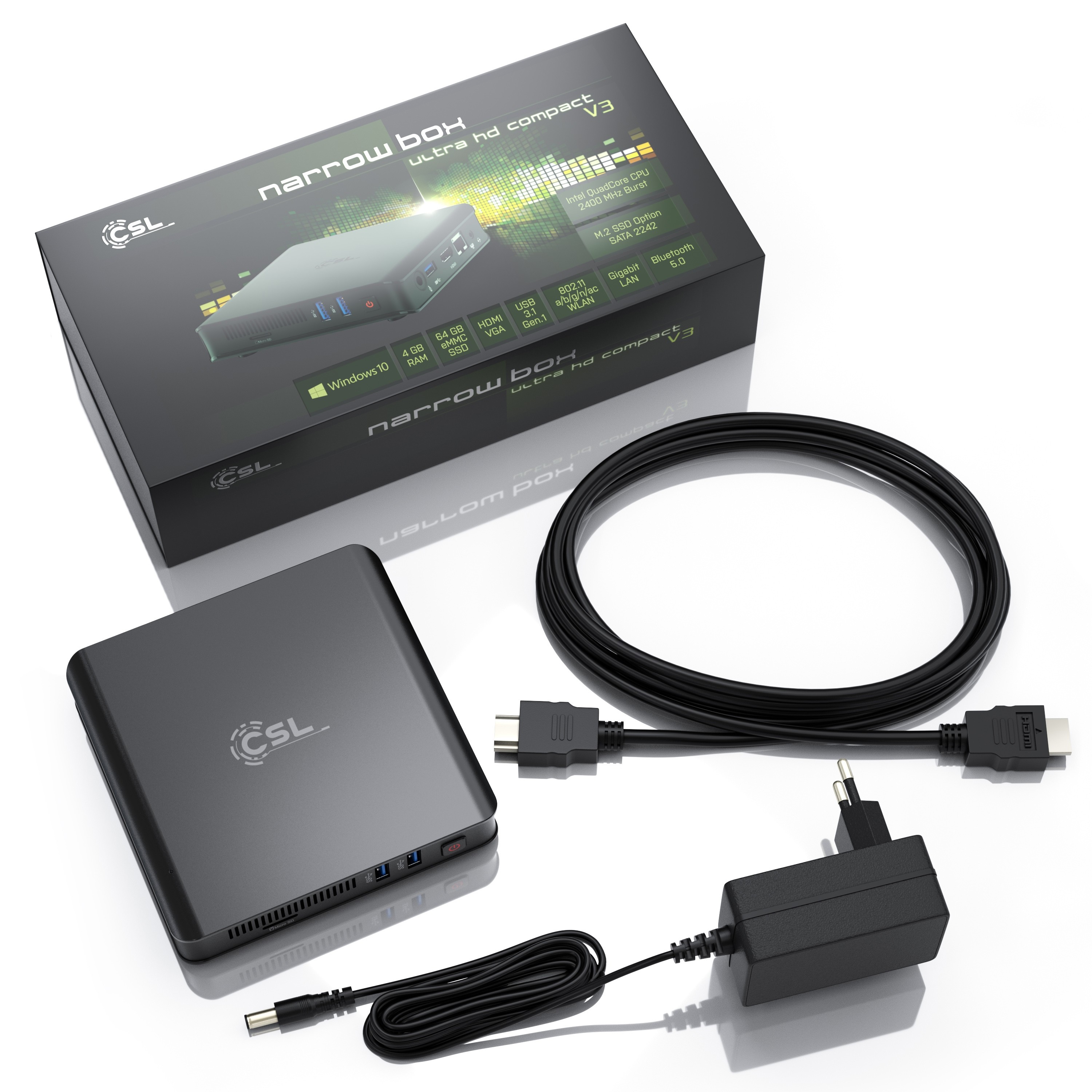 Csl Computer Mini Pc Csl Narrow Box Ultra Hd Compact V3 Win 10