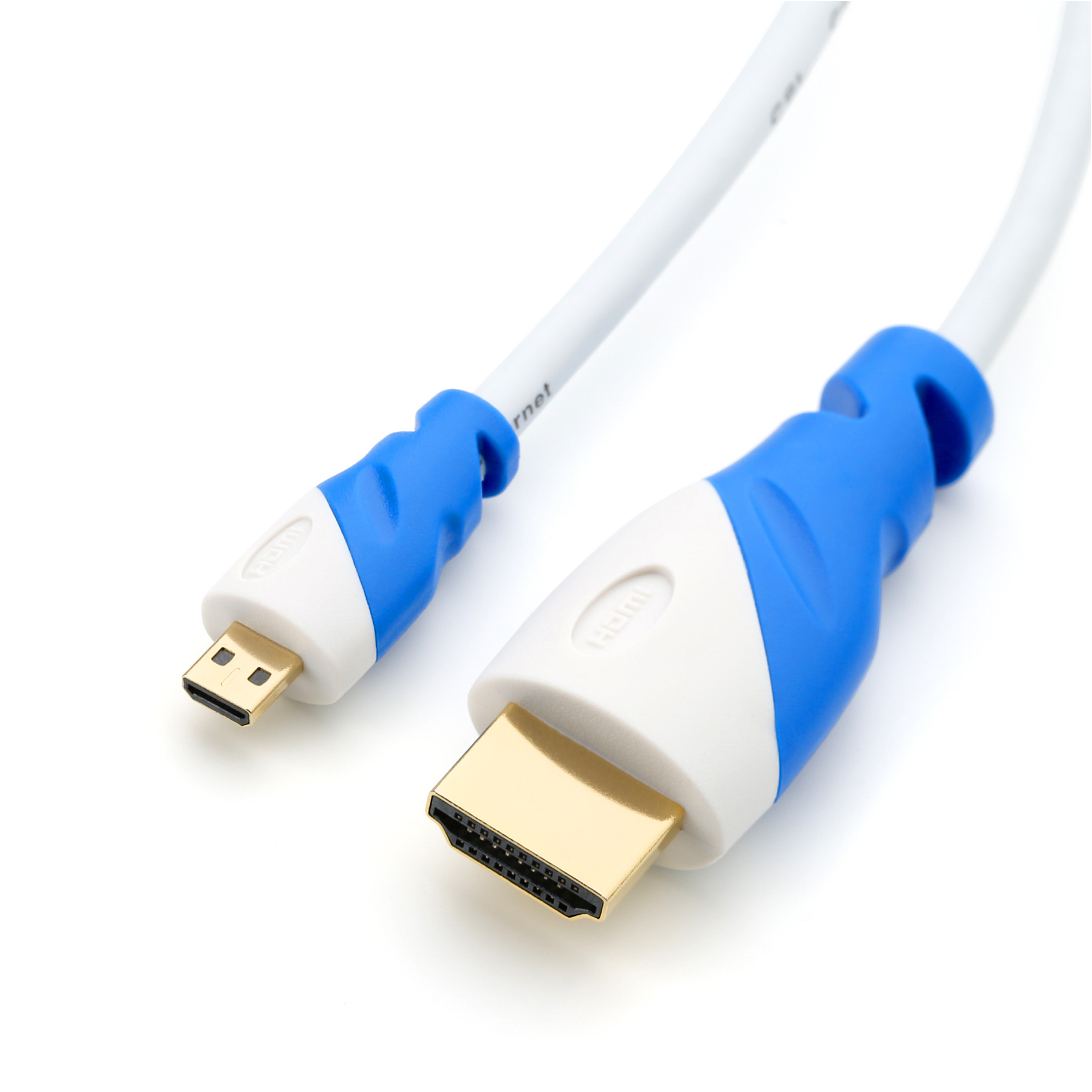 CSL Computer microHDMI auf HDMI 2.0 Kabel 5 m wei blau