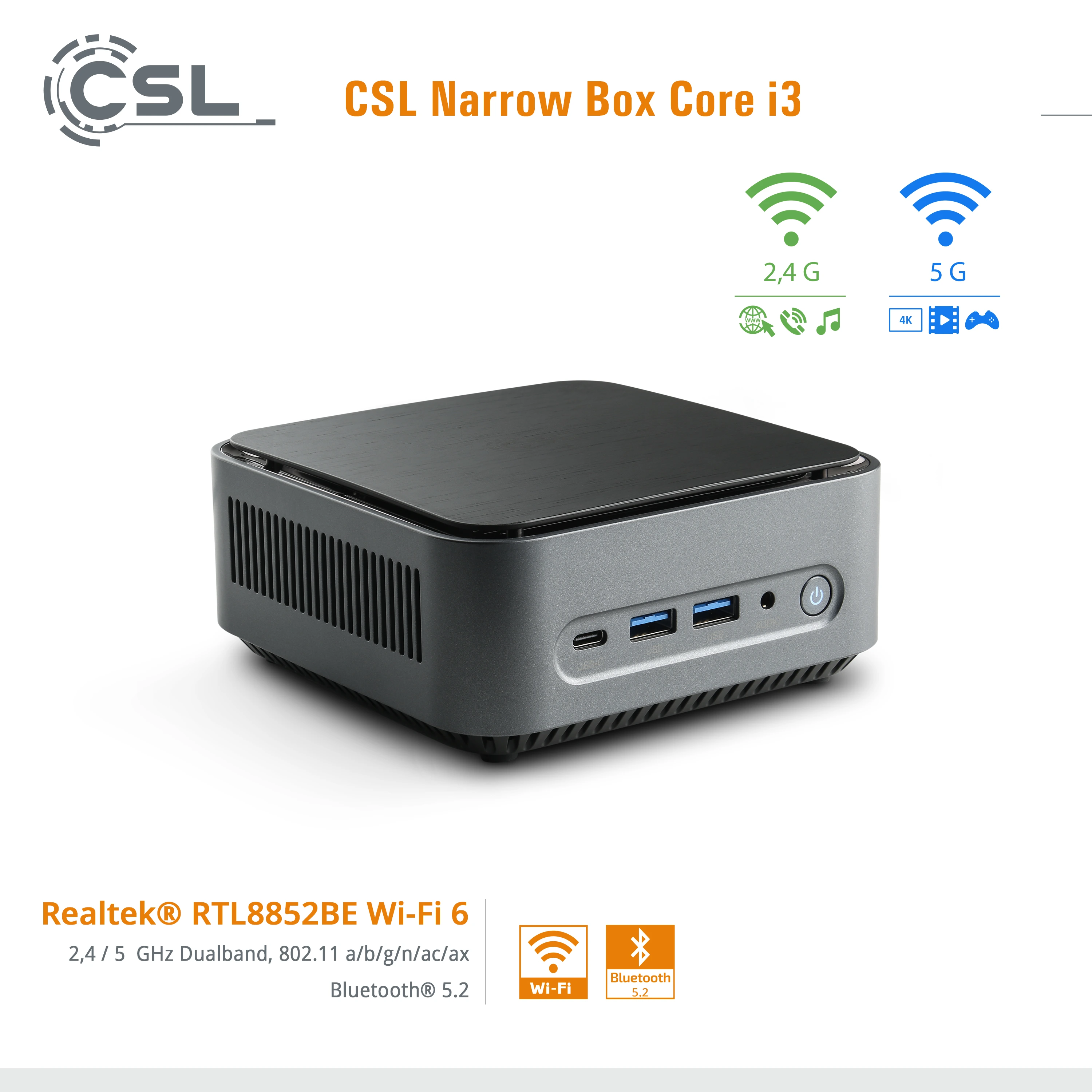 Mini PC - CSL Narrow Box Core i3 / Windows 11 Home / 500GB+32GB | CSL