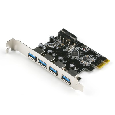 Preisgünstige und leistungsstarke USB 3.1 PCIe-Karte, 4 Ports in unserem großen Computer Online-Shop. Diese PC USB Karte mit vier schnellen USB 3.1-Ports unterstützt Transferraten bis zu 5 Gbit/s.