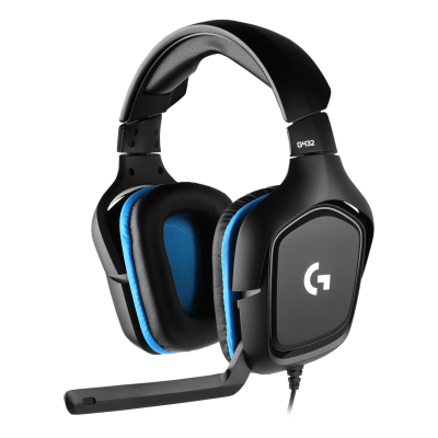 Logitech G432 Gaming Headset: 7.1 Dolby Surround / USB / 280 g / Kopfhörer: 20Hz-20kHz, 39 Ohm, 107dB / Mikrofon: Nieren-Charakteristik, 100Hz-10kHz