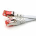 0,25m Flachband Patchkabel Cat7, weiß/rot