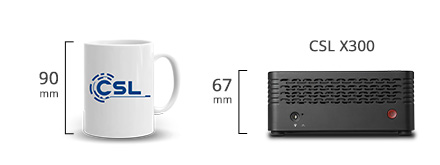 Größenvergleich Tasse mit dem Mini-PC